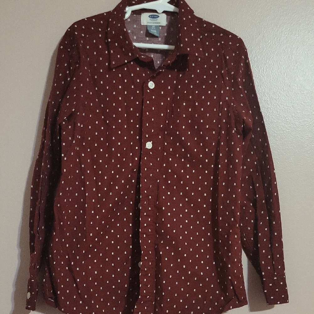 Old Navy Boys Burgundy Button Down Shirt Nwot